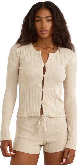 Organic Basics Cardigan côtelé en tricot doux - Femme