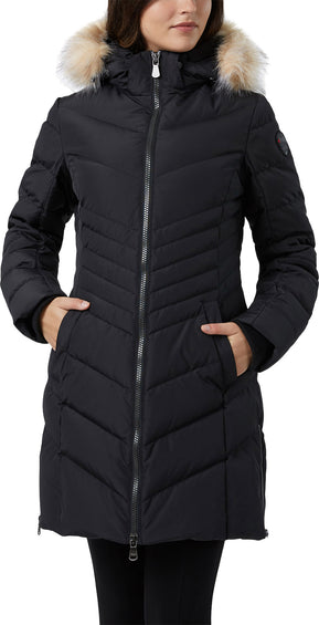 Pajar Manteau mi-long matelassé à chevrons avec garniture en fausse fourrure Queens - Femme