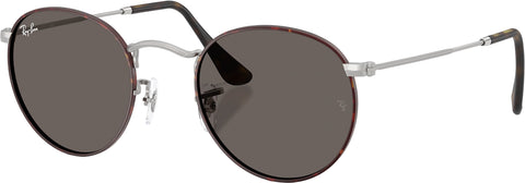 Ray-Ban Lunettes de soleil Round Metal - Matte Havana On Matte Silver - Verres Dark Grey