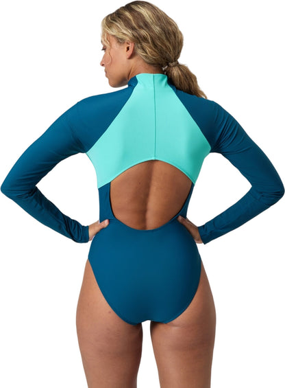 Speedo Maillot de bain zippé à manches longues couleurs contrastantes - Femme