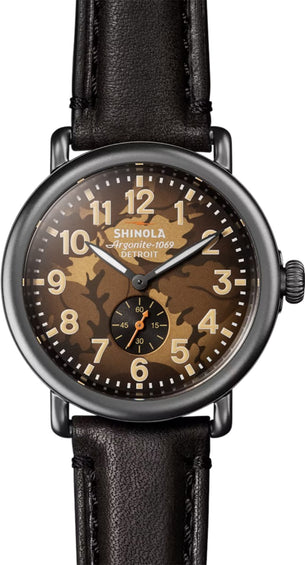 Shinola Montre avec bracelet en cuir noir The Runwell 41 mm - Unisexe