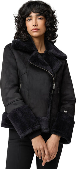 SOIA & KYO Manteau décontractée de style motard en faux sherpa luxueux Phoebe - Femme