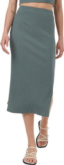 tentree Jupe mi-longue en tricot côtelé à taille haute - Femme
