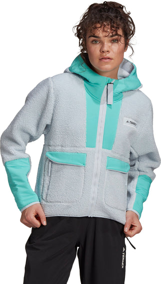Adidas Manteau en molleton à capuchon à glissière pleine longueur sherpa de Technical Terrex - Femme