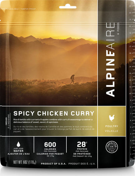 AlpineAire Foods Riz et Lentille au poulet curry épicé