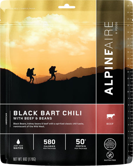AlpineAire Foods Chili Black Bart au boeuf et haricots