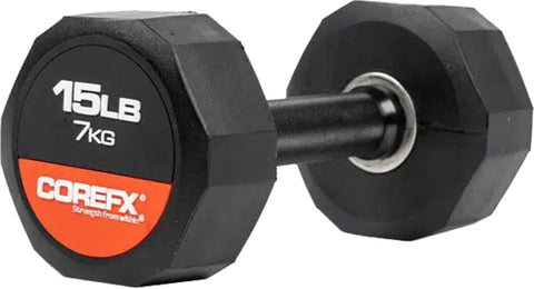COREFX Haltère en caoutchouc 12 bords 15 lb simple