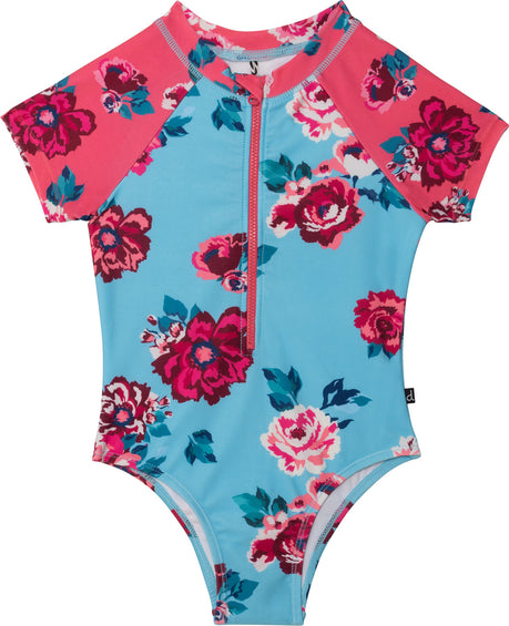 Deux par Deux Maillot de surf une pièce imprimé fleurs à manches courtes - Bébé Fille