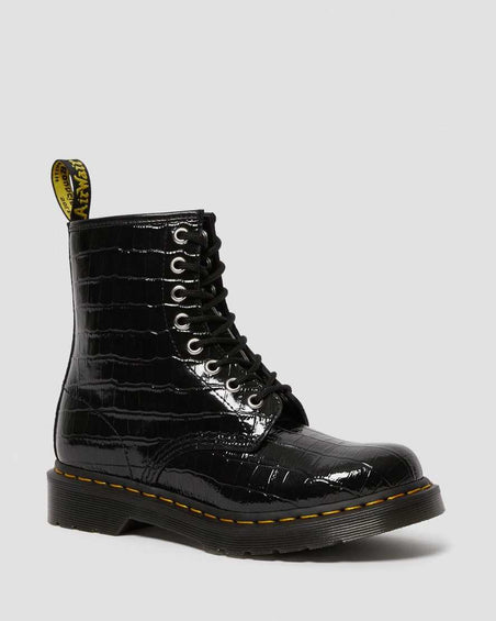 Dr. Martens Bottes en cuir à motif faux croco - Femme