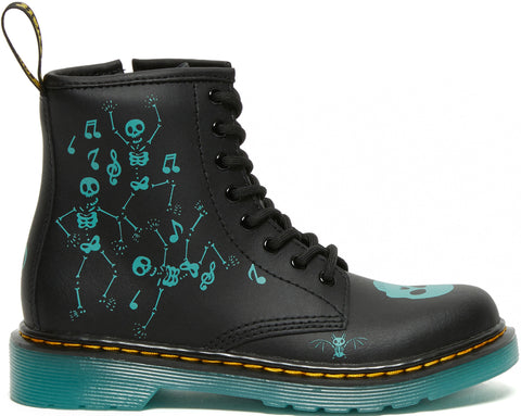 Dr. Martens Bottes à imprimé squelette Glow-In-The-Dark 1460 - Petit Enfant