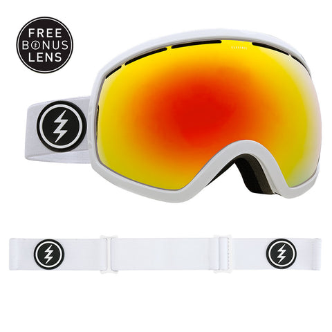 Electric Lunettes de ski EG2 - Monture Gloss White - Lentille Brose/Red Chrome + Lentille de rechange