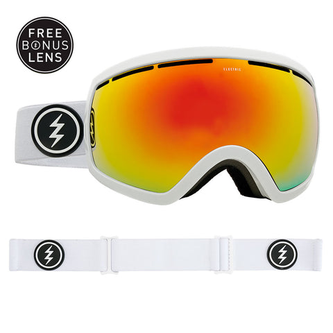 Electric Lunettes de ski EG2.5 - Monture Gloss White - Lentille Brose/Red Chrome + Lentille de rechange