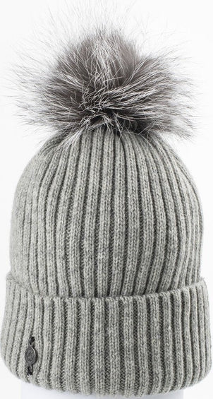 Harricana Bonnet classique avec pompon en fourrure recyclée - Femme