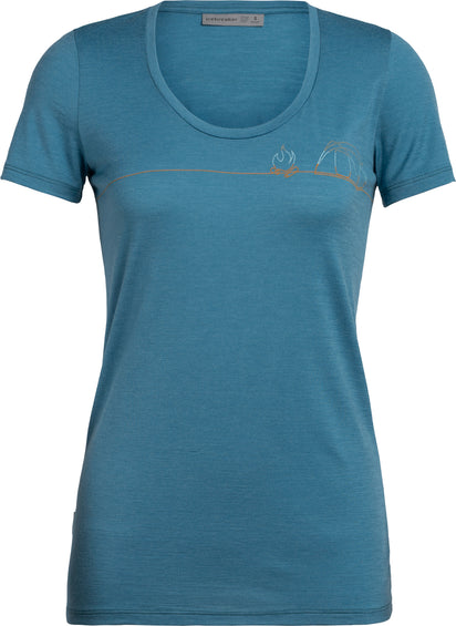 Icebreaker T-shirt à manches courtes Tech Lite Scoop Single Line Camp - Femme