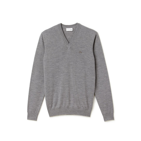 Lacoste Pull col en V en jersey de laine uni Homme