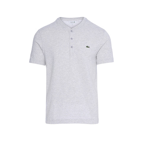 Lacoste T-shirt col rond boutonné en jersey de coton flammé Homme