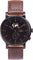 La Maison Inland Montre de 41mm avec bracelet classique supplémentaire de 20mm The August - Unisexe - Black - Black - Brown Leather