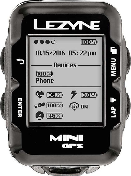 Lezyne Lezyne, Mini GPS, Cyclomètre, GPS: Oui, Cardio: En option, Cadence: Optionnelle, Noir