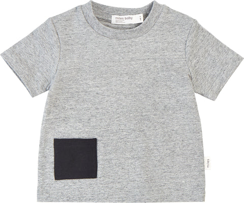 Miles Baby T-Shirt Miles Basic gris chiné à poche contrastante - Enfant