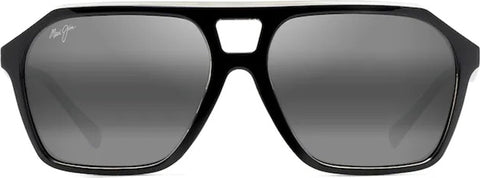 Maui Jim Lunettes de soleil aviateur Wedges - Black Gloss Crystal Interior - Lentilles polarisées Grey