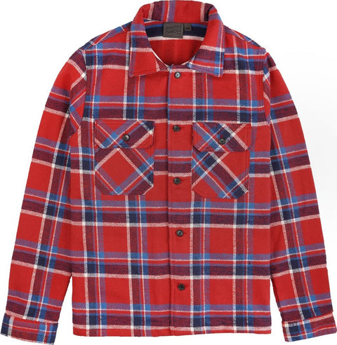 Naked & Famous Chemise Work - Heavyweight Vintage Flannel - Red - Homme