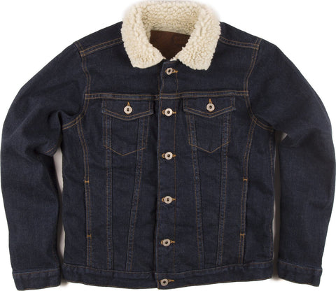 Naked & Famous Manteau Denim Sherpa - 13oz Indigo Stretch Denim - Femme