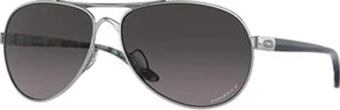 Oakley Lunettes de soleil Feedback - Polished Chrome - Lentilles polarisées Prizm Grey Gradient - Femme