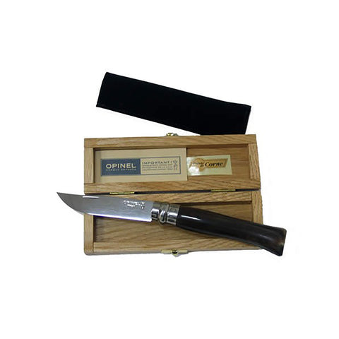 Opinel Coffret en bois #8 - Manche en Corne Blonde - Lame Inox