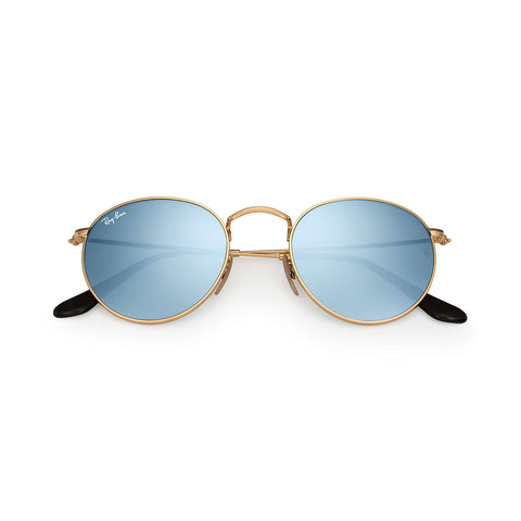 Ray-Ban Round Flat Lenses - Monture Gold - Lentille Silver Flash