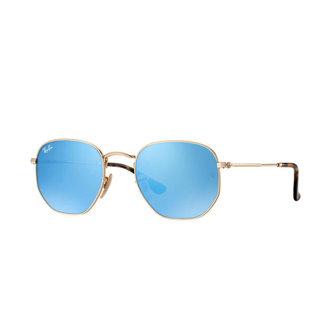 Ray-Ban Hexagonal Flat Lenses - Monture Gold - Lentille Dégradée Light Blue