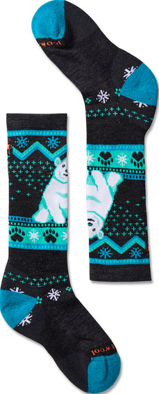 Smartwool Mi-chaussettes à matelassage intégral à motif d’ours polaires de Wintersport - Enfant
