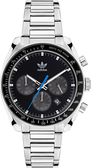 Timex Montre Adidas Originals Chrono avec cadran noir et bracelet en acier inoxydable