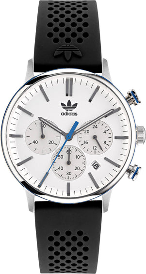 Timex Montre Adidas Chrono avec cadran blanc et bracelet en silicone noir