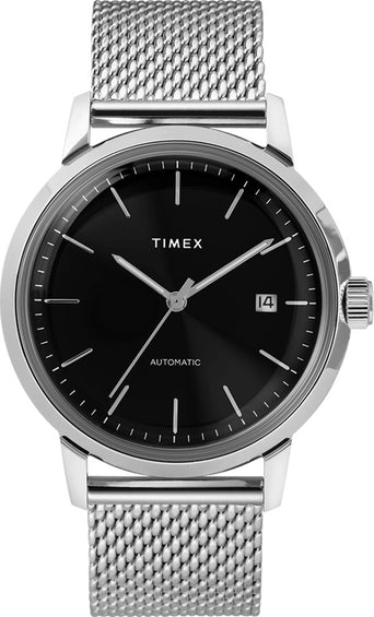 Timex Montre Marlin Automatique 40mm - Bracelet à mailles acier inoxydable - Acier inoxydable/noir