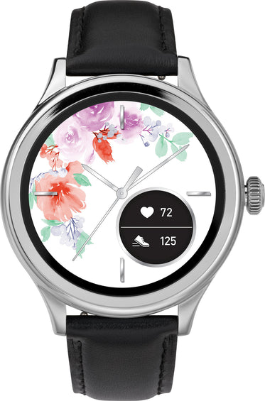 Timex Montre intelligente iConnect de Timex Pro 43mm - Bracelet en cuir - Ton argent/noir/blanc
