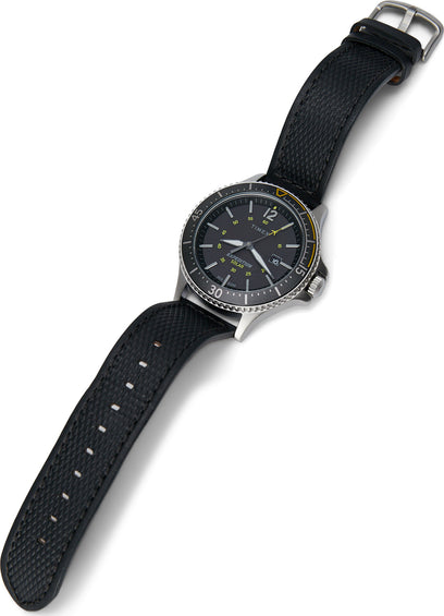 Timex Montre Expedition Gallatin Solar 43mm - Bracelet en cuir - Noir/argenté/noir