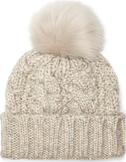 UGG Bonnet torsadé en tricot à pompon en fausse fourrure - Femme