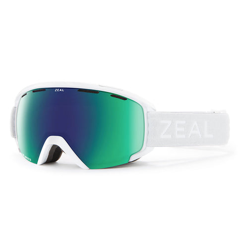 Zeal Optics Lunettes de ski Slate - Monture White Out - Lentille Polarized Jade Mirror