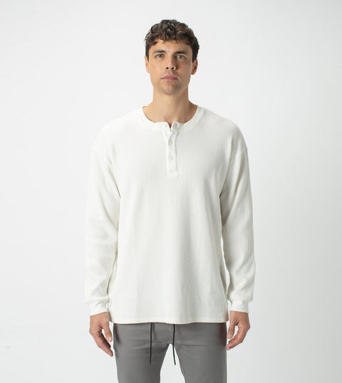 Zanerobe T-Shirt à manches longues Waffle Henley - Homme