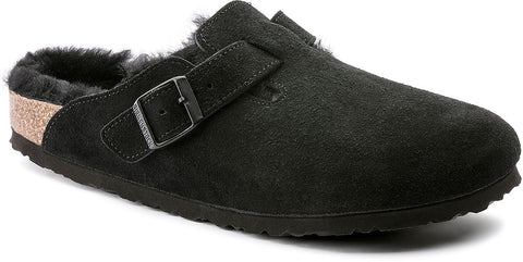 Birkenstock Mules Boston suède shearling [Étroite] - Femme