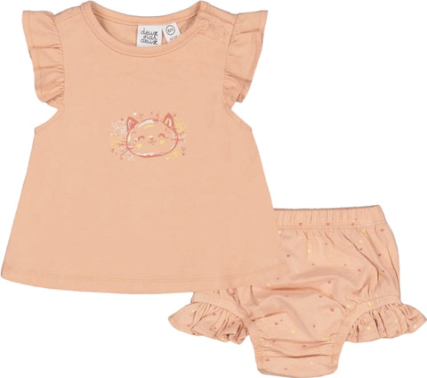 Deux par Deux Ensemble haut et bloomer en coton biologique - Bébé Fille