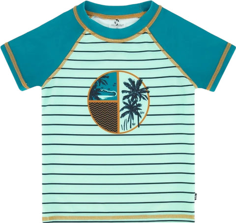 Deux par Deux Maillot de surf à manches courtes à rayures - Grand Garçon