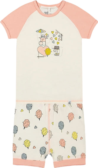 Deux par Deux Ensemble pyjama court deux-pièces imprimé de barbe à papa en coton biologique - Grande Fille