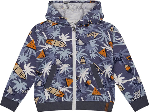 Deux par Deux Cardigan à capuchon imprimé en coton français - Petit Garçon