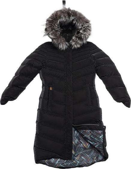 Harricana Manteau matelassé long avec garniture en fourrure recyclée Canmore - Femme